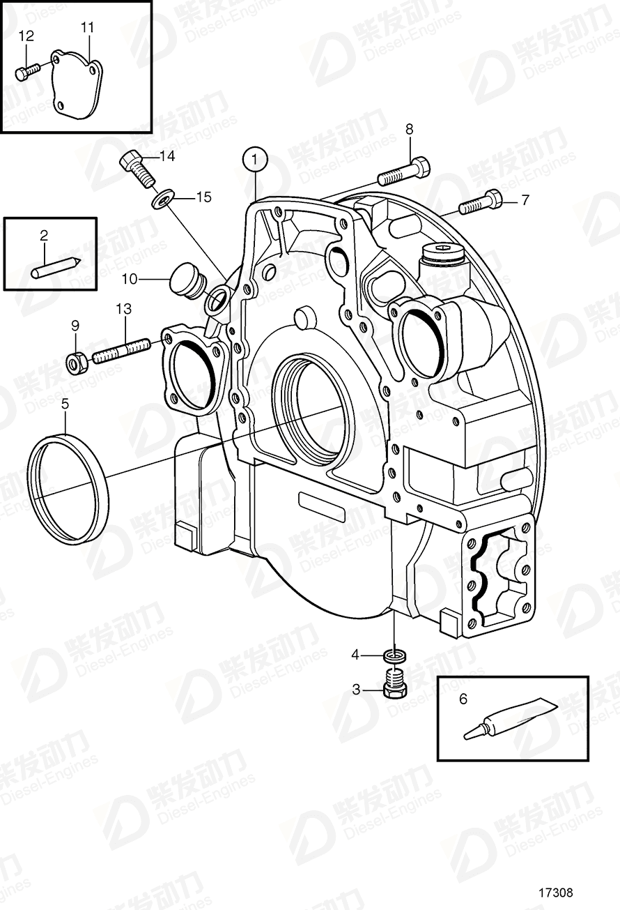 VOLVO Flywheel housing 3826837 Drawing VOLVO Flywheel housing 3826837 Drawing